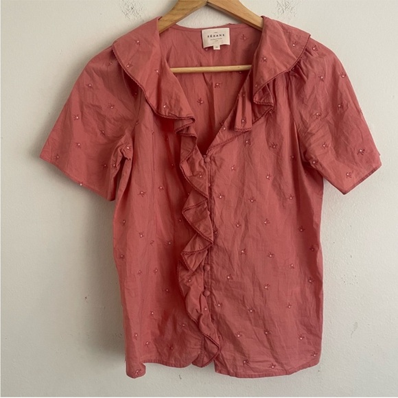 Sezane Tops - Sezane Irene Embroidered Cotton Blouse